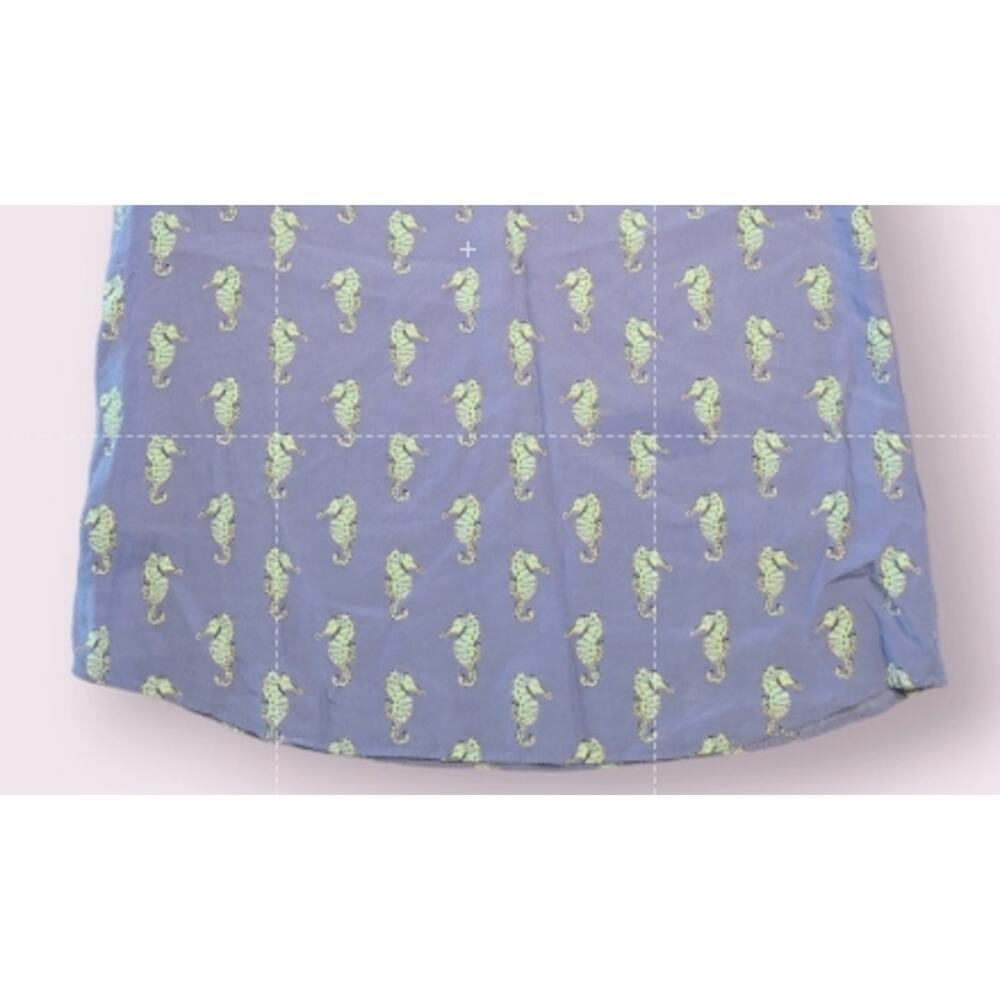 Kate Spade Shirt Blue Seahorse Silk Sleeveless Coastal Beachy Spring Summer Xs View 6